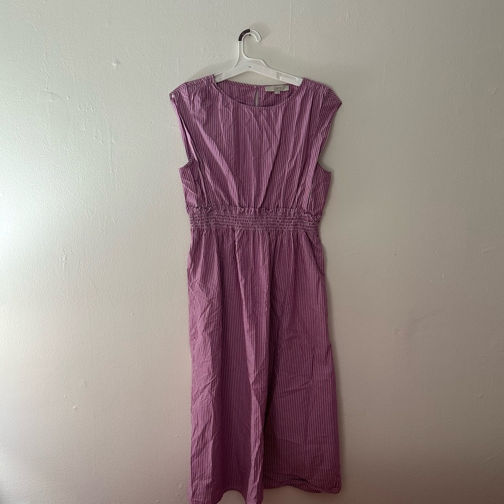 Loft Striped Poplin Midi Dress - Picture 7 of 7